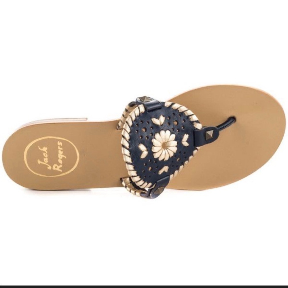 Jack Rogers Women's Navy and Tan Thong Sandals